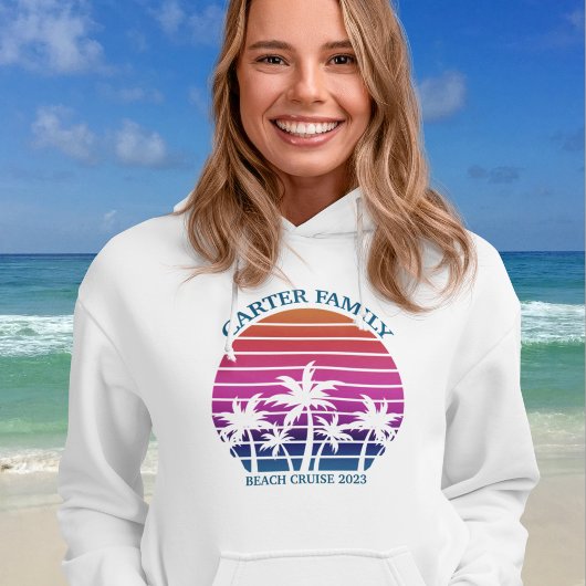 Aangepaste strandpalm Sunset Family Reunion Hoodie