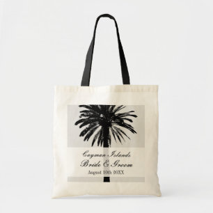 Aangepaste strandpalmbestemming bruiloft canvas ta tote bag