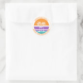 Aangepaste strandpalmboom familiereünie ronde sticker (Tas)