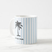 Aangepaste strandpalmboom nautische streep koffiemok (Voorkant links)