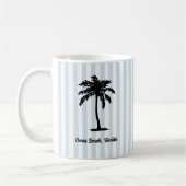 Aangepaste strandpalmboom nautische streep koffiemok (Links)