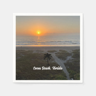 Aangepaste strandpalmboom nautische zonsondergang servet