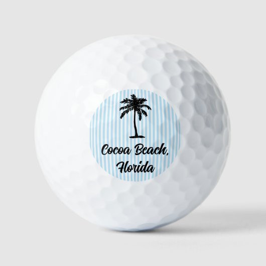 Aangepaste strandpalmboom zeeblauwe streep golfballen (Voorkant)