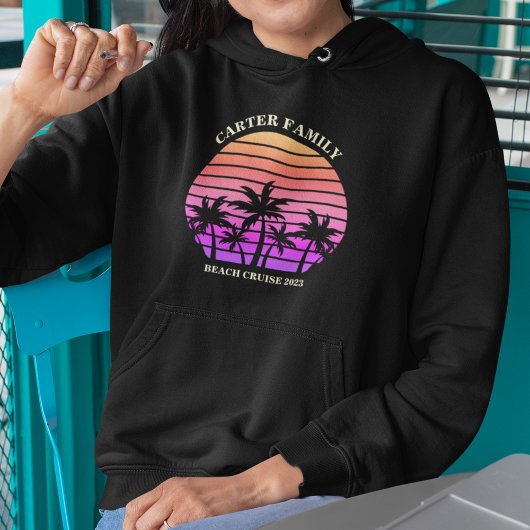 Aangepaste strandreis Tropical Island Sunset Black Hoodie