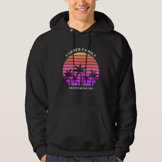 Aangepaste strandreis Tropical Island Sunset Black Hoodie (Voorkant)