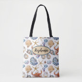 Aangepaste Strandtas met Schelpenthema Tote Bag (Voorkant)