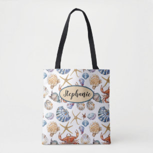 Aangepaste Strandtas met Schelpenthema Tote Bag