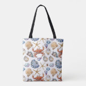 Aangepaste Strandtas met Schelpenthema Tote Bag (Achterkant)