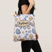 Aangepaste Strandtas met Schelpenthema Tote Bag (Dichtbij)