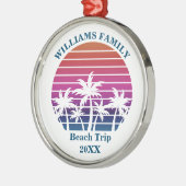 Aangepaste strandtrip-souvenir roze palmboom zonso metalen ornament (Links)