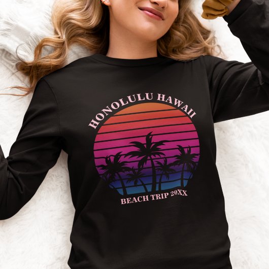 Aangepaste strandtrip Tropische lange mouw dames Tri-Blend Shirt