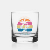 Aangepaste strandtrouw met tropische palmboom zons whisky glas (Voorkant)