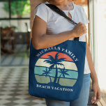 Aangepaste stratievakantie Tropische palmboommarin Tote Bag<br><div class="desc">De canvas tas van de zomervakantie met mooie palmbomen voor een  oceaanzonsondergang en blauwe hemel. Aanpassen voor een eilandbaan of een tropische baan. Mooie blauwe,  gepersonaliseerde tas van de marine.</div>