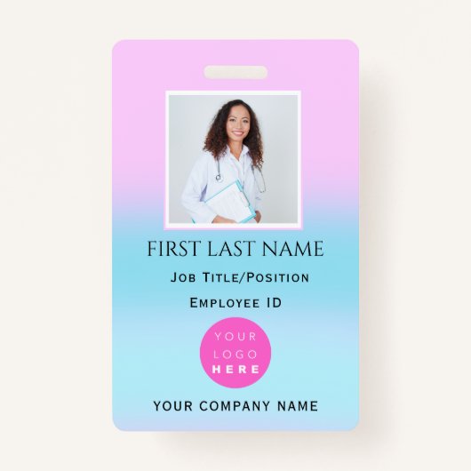 Aangepaste streepjescode Foto ID Gezondheidszorg V Badge (Voorkant)