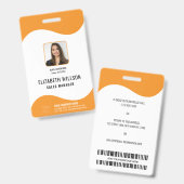 Aangepaste streepjescode, logo, naam, foto persone badge (Voor- en achterkant)
