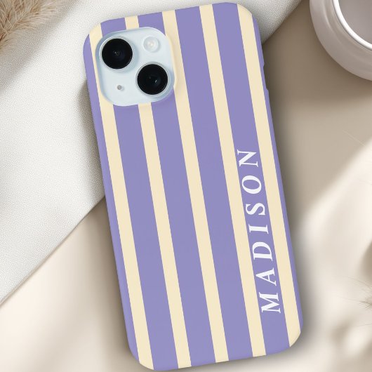Aangepaste Strepen Beige Paars Case-Mate iPhone Case