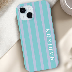 Aangepaste Strepen Blauw iPhone 15 Case