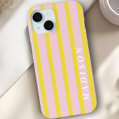 Aangepaste Strepen Geel Roze Case-Mate iPhone Case