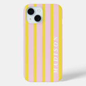 Aangepaste Strepen Geel Roze Case-Mate iPhone Case (Achterkant)