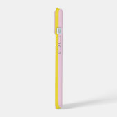 Aangepaste Strepen Geel Roze iPhone 15 Case (Linkerkant)