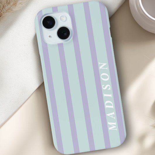 Aangepaste Strepen Lavendel Mint Case-Mate iPhone Case