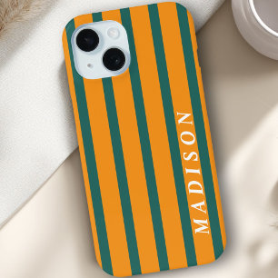 Aangepaste Strepen Oranje Groen iPhone 15 Case