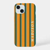 Aangepaste Strepen Oranje Groen iPhone 15 Case (Achterkant)