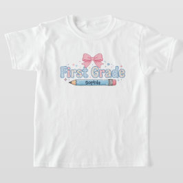 Aangepaste strik voor meisje van de eerste klas te t-shirt