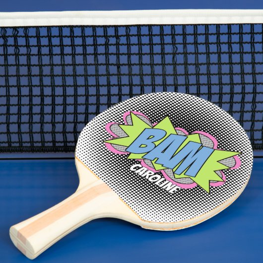 Aangepaste, strip Pop Kunststijl BAM Tafeltennisbatje (Insitu)