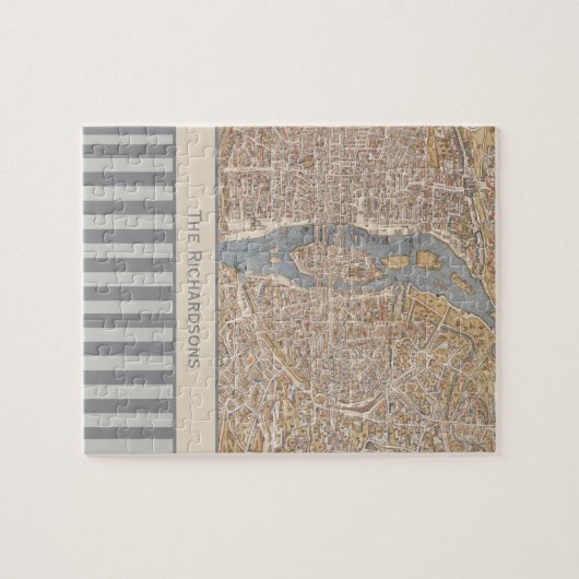 Aangepaste  Striped Antiek Kaart van Parijs Legpuzzel (Horizontaal)