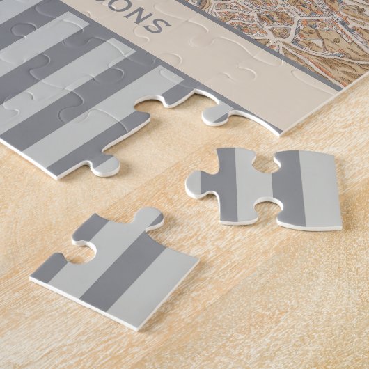 Aangepaste  Striped Antiek Kaart van Parijs Legpuzzel (Zijkant)