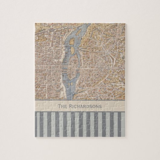 Aangepaste  Striped Antiek Kaart van Parijs Legpuzzel (Verticaal)