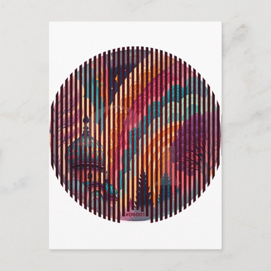 Aangepaste Striped Circle Fantasy Briefkaart (Voorkant)