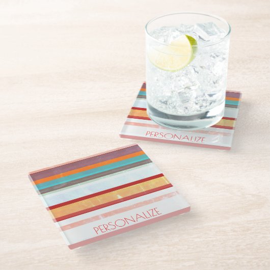 Aangepaste stripes glazen onderzetter (Schuin)