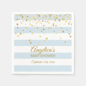 Aangepaste stripes Pastel Blue Gold BOY-Baby showe Servet (Voorkant)