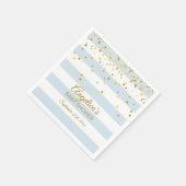 Aangepaste stripes Pastel Blue Gold BOY-Baby showe Servet (Hoek)
