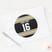 Aangepaste stripes voor zwarte en gouden poorten ronde sticker (Envelop)