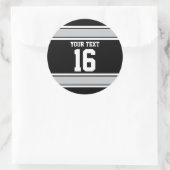 Aangepaste stripes voor zwarte en zilversport ronde sticker (Tas)