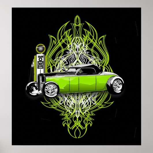 Aangepaste striping en een 32 op zwart poster (Voorkant)