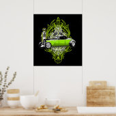 Aangepaste striping en een 32 op zwart poster (Keuken)