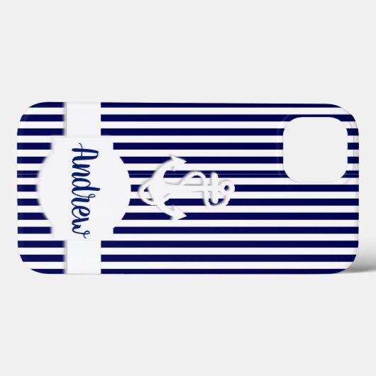 Aangepaste strips en anker monogram Case-Mate iPhone case (Achterkant (horizontaal))