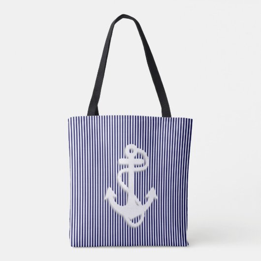 Aangepaste strips en anker monogram tote bag (Achterkant)