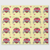 Aangepaste stripstijl gele hart geschenken cadeaupapier (Vlak)