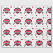 Aangepaste stripstijl witte hart geschenken cadeaupapier (Vlak)