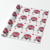 Aangepaste stripstijl witte hart geschenken cadeaupapier (Uitgerold)