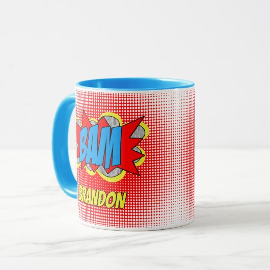 Aangepaste,  striptekenstijl Pop met kunststijl BA Mok (Voorkant links)