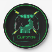 Aangepaste stroomgamer papieren bordje (Voorkant)