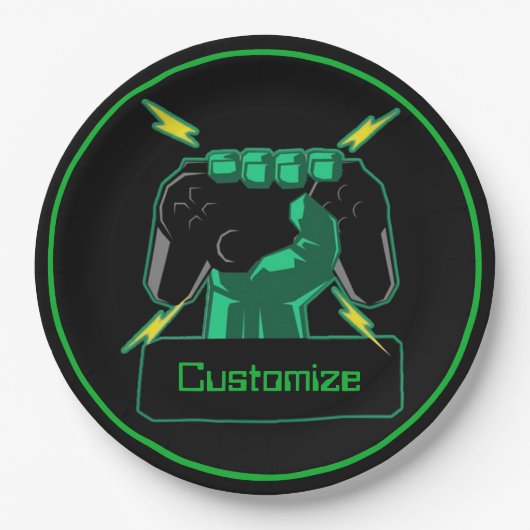 Aangepaste stroomgamer papieren bordje (Voorkant)