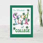 Aangepaste Succes bij College Four-leaf Clover Kaart (Voorkant)