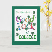 Aangepaste Succes bij College Four-leaf Clover Kaart (Gele Bloem)